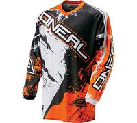 O'NEAL | Maillot de Motocross MX Enduro | Acolchado, Cuello en V, Coderas Transpirables | Maillot Element Shocker | Adulto | Negro Blanco | Talla L
