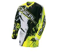O'NEAL | Maillot de Motocross MX Enduro | Acolchado, Cuello en V, protección Transpirable en los Codos | Maillot Element Shocker | Adulto | Amarillo Fluorescente | Talla S