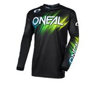 O'NEAL | Maillot Motocross Manga Larga | MX Enduro | Codera Acolchada, Cuello en V, Transpirable | Maillot Element Voltage V.24 | Adulto | Negro Verde | Talla L