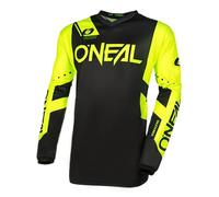 O'NEAL | Maillot Motocross Manga Larga | MX Enduro | Protección Acolchada Codos, Cuello en V, Transpirable | Element Jersey Racewear V.24 | Adulto | Negro Amarillo Neón | Talla M