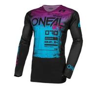 O'NEAL | Maillot Motocross Manga Larga | MX Enduro | Protección Acolchada Codos, Cuello en V, Transpirable | Element Jersey Racewear V.24 | Adulto | Negro Rojo | Talla XXL