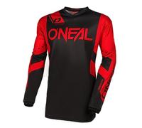 O'NEAL | Maillot Motocross Manga Larga | MX Enduro | Protección Acolchada Codos, Cuello en V, Transpirable | Element Jersey Racewear V.24 | Adulto | Negro Rojo | Talla L