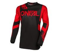 O'NEAL Maillot Motocross Manga Larga MX Enduro Protección Acolchada Codos Cuello en V Transpirable Element Jersey Racewear V.24 Adulto Negro Rojo Talla M