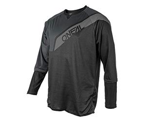 O'NEAL | Maillot MTB de Manga Larga | MX MTB Motocross Enduro | Secado rápido, Transpirable, Costuras Planas, Inserciones de Malla | Maillot Tobanga | Adulto | Negro Gris | Talla S