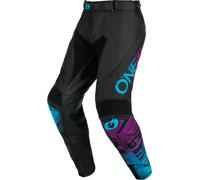 Oneal Mayhem Scarz Pantalones de motocross, Negro/Azul/Morado, Talla 40