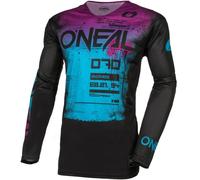 O'NEAL Camiseta Motocross Manga Larga MX MTB Mountain Bike Material Ligero, Corte Ergonómico para un Ajuste Mayhem Jersey Scarz V.24 Adulto Negro Azul Talla XL