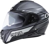 O'NEAL | Casco de moto Enduro Touring Adventure Street | Buen ajuste, Pinlock y Bluetooth, Visor solar integrado | Casco M-SRS String V.22 Adulto | Negro Gris | Talla S