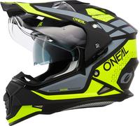 O'NEAL Casco de Moto Enduro Aberturas de ventilación para un máximo Flujo de Aire y refrigeración, Carcasa ABS, Visera Solar integrada Casco Sierra R V.24 Adulto Negro Amarillo Neón Gris Talla S