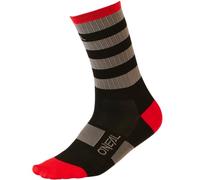O'NEAL Stripe V.24 Calcetines, Negro, Gris y Rojo, 39-42 Unisex Adulto