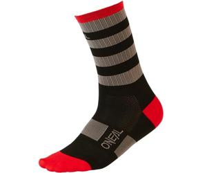 O'NEAL Stripe V.24 Calcetines, Negro, Gris y Rojo, 43-46 Unisex Adulto