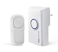 OneBell 80 Eco - Timbre inalámbrico con halo de luz y 36 melodías. | CSF0092 OneBell 80 Eco, inalámbrico de 80 m, sin batería, 36 melodías, halo de luz, IP55, botón pulsador, enchufe de red