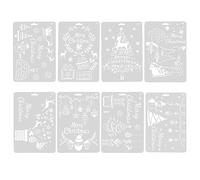 ONEBO 8 Piezas Navidad Plantillas de Dibujo, Plástico Pintura Reutilizable para Scrapbooking y Decoración