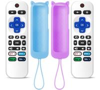 ONEBOM - Mando a distancia blanco de repuesto para Roku TV con cubierta de silicona protectora suave (brilla en la oscuridad), control remoto universal para TCL/Hisense/Onn/Element/Sharp/Philips Roku