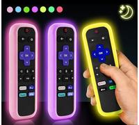 ONEBOM Roku - Juego de 3 Fundas para Mando a Distancia TCL Roku Smart TV Steaming Stick, Cubierta de Silicona Que Brilla en la Oscuridad (Rosa, Morado y Amarillo, Todos Pueden Brillar)