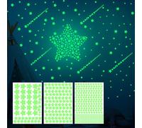 ONEBOOM 452 pegatinas de estrellas luminosas, estrellas luminosas autoadhesivas, luz duradera, fácil de usar, adecuadas para la decoración de dormitorios, salas de estar, verde fluorescente