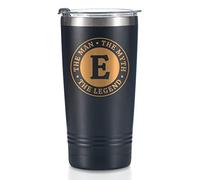 Onebttl The Man The Myth The Legend Taza con inicial E, vaso de viaje de acero inoxidable monogramado para hombres, divertida taza de café personalizada, regalos personalizados de cumpleaños y