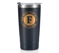 Onebttl The Man The Myth The Legend Taza con inicial F, vaso de viaje de acero inoxidable monogramado para hombres, divertida taza de café personalizada, regalos personalizados de cumpleaños y