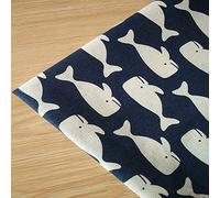 ONECHANCE Tela de Lino de Algodón con Estampada Infantil por Metros para Manualidades Proyectos de Bricolaje 100x150cm Color Armada de Ballenas Size 2 metros