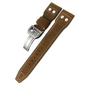 ONECMN Para IWC Big Pilot Watch SPITFIRE Le Petit Prince correa de piel de becerro 20mm 21mm 22mm cuero genuino remache correa de reloj(Crazy horse lether,20mm)
