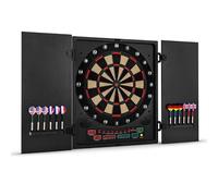 oneConcept Dartmaster 180 Diana Electrónica de Dardos, E-Darts hasta 8 Jugadores, Rival Virtual, 27 Juegos, Pantallas LED, 12 Dardos, Puntas Blandas, Adaptador de Red, Negro