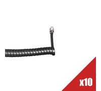 Onedirect Lote de 10 cordones de auricular - Negro 10 Cordones en espiral de color negro para teléfonos con puertos RJ9/RJ9 (se alargan hasta 0.5m)