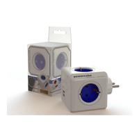 Onedirect Multiconector PowerCube 4 conexiones 220v + 2 USB Ladrón de 4 enchufes 220v + 2 USB con forma de cubo, color blanco y azul