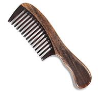 Onedor Peines de pelo 100% naturales hechos a mano con cuerno de búfalo fino - Antiestático aroma de sándalo Natural Peine de madera (Chacate Preto Buffalo Horn Wide Tooth)