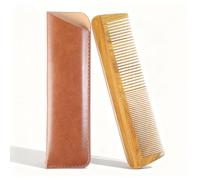 Onedor Peines para el pelo de sándalo 100% natural, hechos a mano, con aroma de sándalo, antiestático, de madera, peine 2 en 1 (fino con diente ancho)