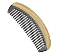 Onedor - Peineta de madera de sándalo con cuerno de búfalo y dientes finos, hecha a mano, 100% natural, aroma de sándalo, desenredador de pelo natural, (dientes anchos)