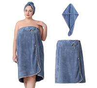 OneDream Toalla de talla grande para mujer, toalla de velcro ajustable para mujer con toalla para el pelo (XXL-XXXXL), toalla de baño después de la ducha, toallas de spa grandes para cuerpo, color