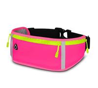 ONEFLOW Active Pro - Cinturón para correr para Samsung Galaxy S25 Ultra con 3 compartimentos, transpirable, para correr, teléfono móvil, impermeable, color rosa