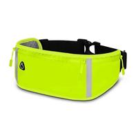 ONEFLOW Active Pro - Cinturón para correr Poco X7 con 3 compartimentos, transpirable, para correr, teléfono móvil, impermeable, color verde