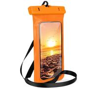 ONEFLOW Beach Bag for Vivo V50 5G - Funda impermeable con pantalla táctil y cámara, para viajes, natación con pulsera y correa para colgar, color naranja