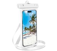 ONEFLOW Beach Bag - Funda impermeable para Samsung Galaxy M20 con pantalla táctil y cámara, para viajes, natación con pulsera y correa para colgar, color blanco
