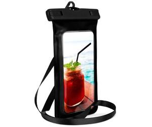 ONEFLOW Beach Bag para Emporia SMART.ME7 funda impermeable con pantalla táctil y cámara ventana, funda subacuática para viajar, nadar con pulsera y correa para colgar, color negro