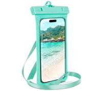 ONEFLOW Beach Bag para Samsung Galaxy S25 Edge, funda impermeable con pantalla táctil y cámara, funda subacuática para viajar, nadar con pulsera y correa para colgar, turquesa