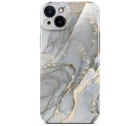 ONEFLOW Bliss Cover - Carcasa para iPhone 14, diseño de mármol, color gris y dorado