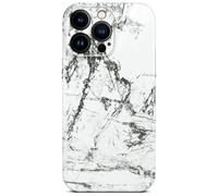 ONEFLOW Bliss Cover - Carcasa rígida para iPhone 15 Pro Max, diseño de mármol, color blanco y gris
