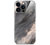 ONEFLOW Bliss Funda para iPhone 15 Pro Max de aspecto mármol, estuche de protección para el móvil con protección para la cámara, estuche rígido con purpurina y diseño marmoleado, gris piedra