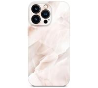 ONEFLOW Bliss Funda para iPhone 16 Pro Max de aspecto mármol, estuche protector de diseño con protección para la cámara, funda rígida con purpurina y diseño marmoleado, crema rosa