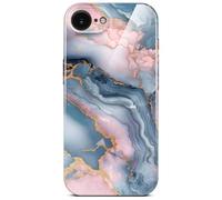 ONEFLOW Bliss Funda para iPhone 16e de aspecto mármol, estuche protector de diseño con protección para la cámara, estuche rígido con purpurina y diseño marmoleado, Rosa dorado gris