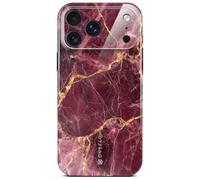 ONEFLOW Bliss Funda para iPhone 17 Pro Max de aspecto mármol, estuche de protección para móvil con protección de cámara, estuche duro con purpurina y diseño marmoleado, Rojo Oro