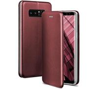 ONEFLOW Business Case für Samsung Galaxy Note 8 Handyhülle klappbar mit Standfunktion Klapphülle Flipcase Cover Dünn, PU Leder Hülle mit Kartenfach, 360 Grad Schutzhülle Weinrot