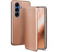ONEFLOW Business Case für Samsung Galaxy S25 Handyhülle klappbar mit Standfunktion Klapphülle Flipcase Cover Dünn, PU Leder Hülle mit Kartenfach, 360 Grad Hülle, Rosegold
