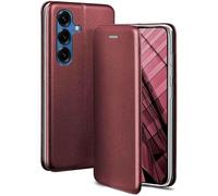 ONEFLOW Business Case für Samsung Galaxy S25 Handyhülle klappbar mit Standfunktion Klapphülle Flipcase Cover Dünn, PU Leder Hülle mit Kartenfach, 360 Grad Schutzhülle Weinrot