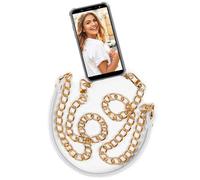 ONEFLOW Cadena para teléfono móvil extraíble compatible con Samsung Galaxy S25 Plus - Funda con banda para teléfono móvil con cadena de metal para colgar, color blanco y dorado