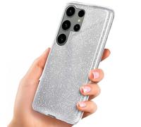 ONEFLOW Carcasa con purpurina compatible con Samsung Galaxy S24 Ultra con purpurina resistente a los golpes, carcasa fina de silicona para teléfono móvil con diamantes de imitación, funda con