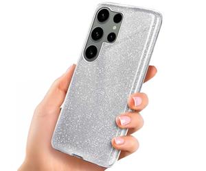ONEFLOW Carcasa con purpurina compatible con Samsung Galaxy S24 Ultra con purpurina resistente a los golpes, carcasa fina de silicona para teléfono móvil con diamantes de imitación, funda con