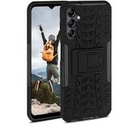ONEFLOW Carcasa para Samsung Galaxy A14 (4G/5G) funda exterior resistente con cámara y protección de pantalla, funda de TPU con soporte, color negro