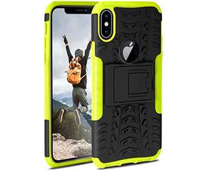 OneFlow Funda acorazada Compatible con el Apple iPhone X/iPhone XS. Funda rígida para Exterior a Prueba de Golpes, con Soporte, cámara y Protector de Pantalla, Lime - Verde